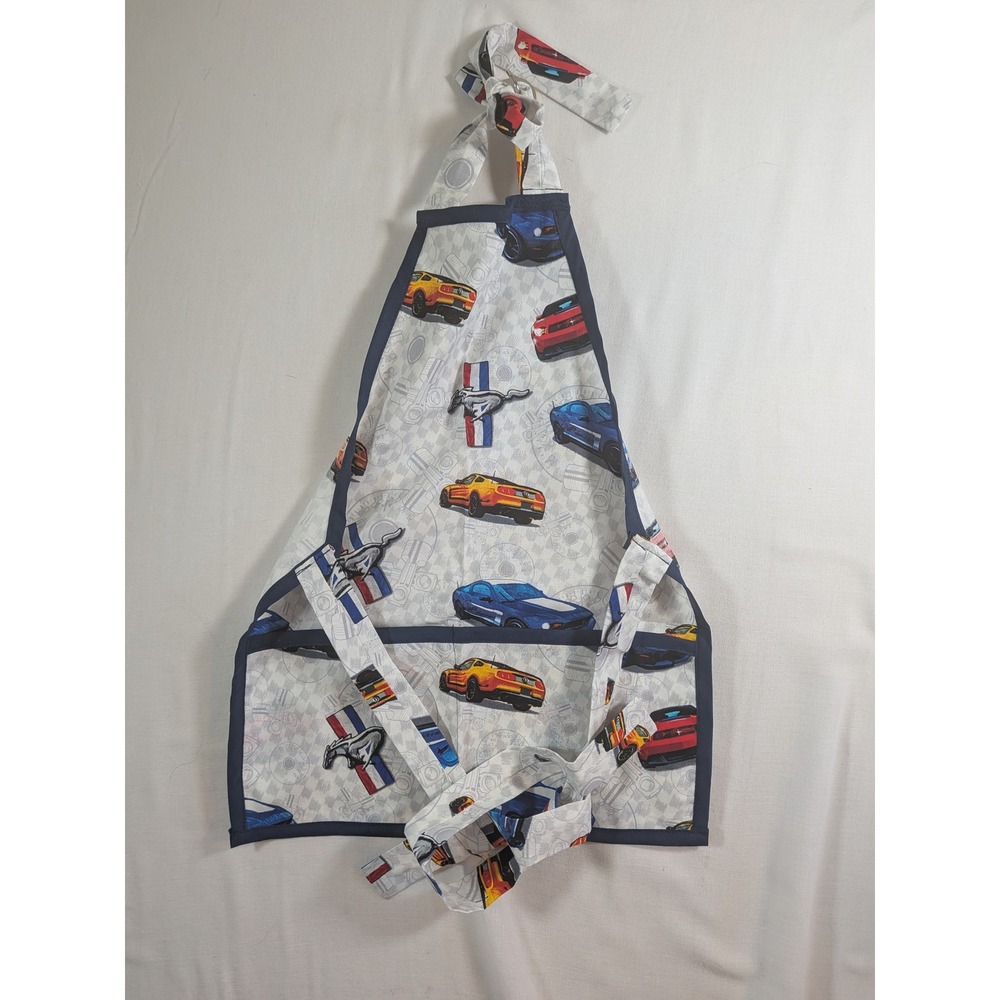 Toddler Handmade Ford Mustang Car Print Apron Muscle Car Made by Faerisles